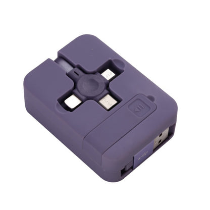 019-1 3 in 1 USB to 8 Pin + Micro USB + USB-C / Type-C Macaron Telescopic Data Cable with Storage Slot & Bracket, Cable Length: 1m (Purple) - Multifunction Cable by PMC Jewellery | Online Shopping South Africa | PMC Jewellery