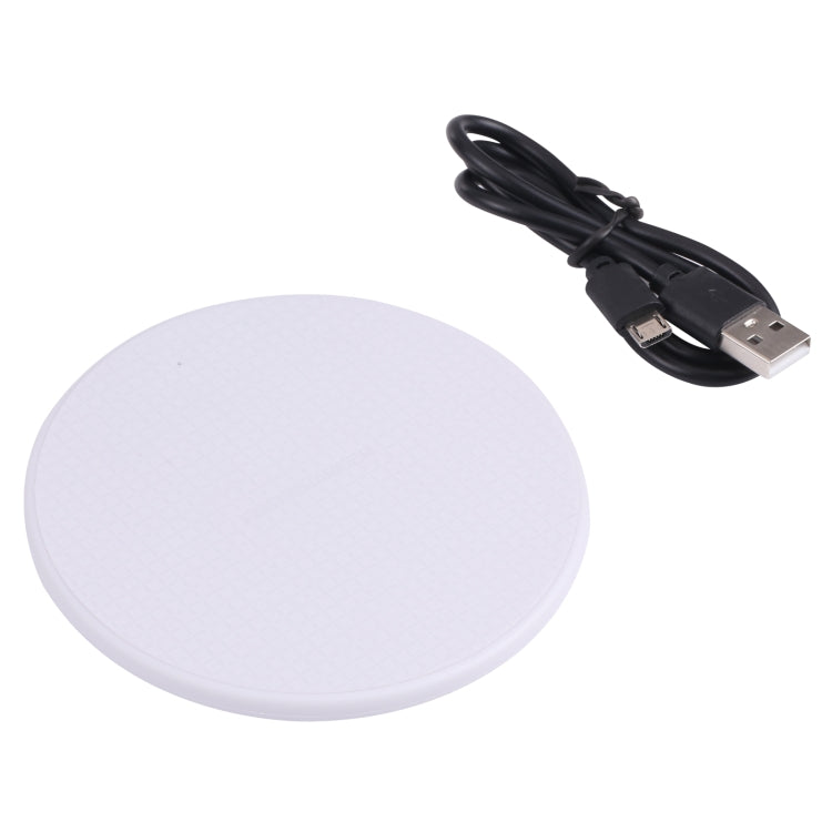 10W QI Plaid Pattern Round Plastic Wireless Charger (White) - Wireless Charger by PMC Jewellery | Online Shopping South Africa | PMC Jewellery