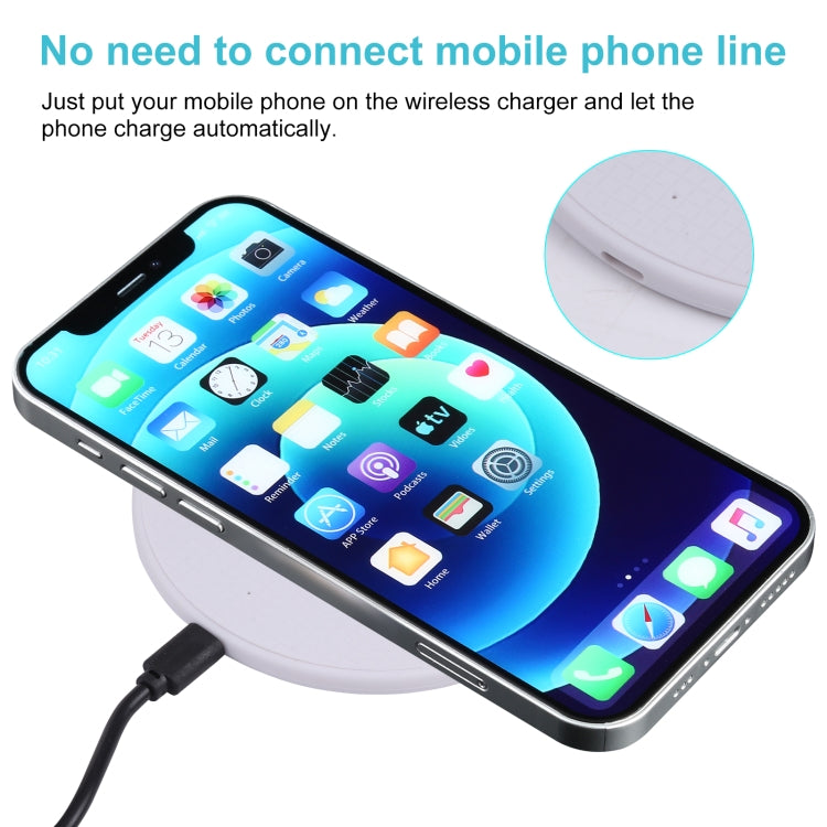 10W QI Plaid Pattern Round Plastic Wireless Charger (White) - Wireless Charger by PMC Jewellery | Online Shopping South Africa | PMC Jewellery