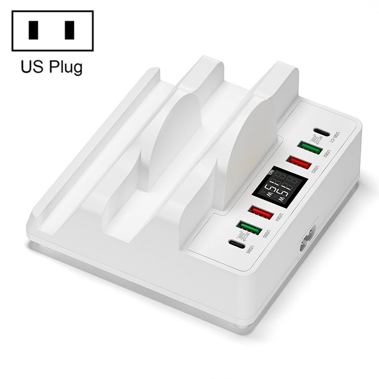 F6 Multifunctional Dual Wireless Charger with Phone Holder & Current Display, US Plug - Wireless Charger by PMC TechLife | Online Shopping South Africa | PMC TechLife