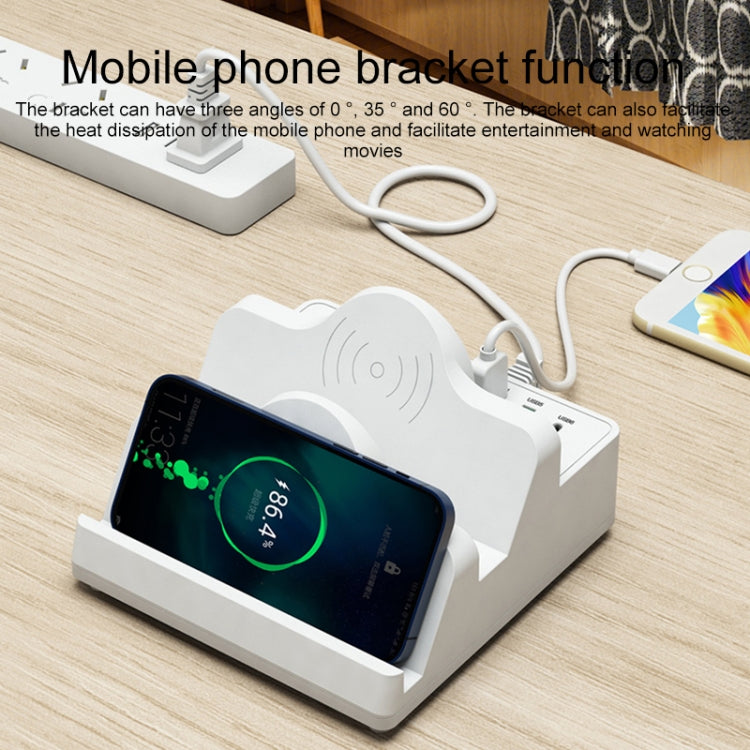 F6 Multifunctional Dual Wireless Charger with Phone Holder & Current Display, UK Plug - Multifunction Charger by PMC TechLife | Online Shopping South Africa | PMC TechLife | Buy Now Pay Later Mobicred
