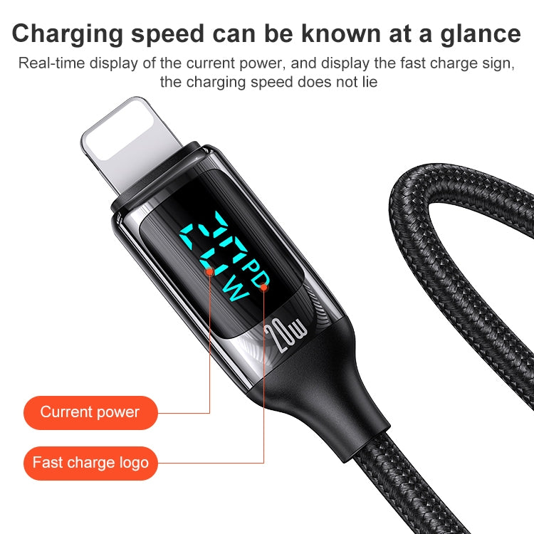 USAMS US-SJ545 U78 Type-C / USB-C to 8 Pin PD Aluminum Alloy Digital Display Fast Charging Data Cable, Length: 1.2m(White) - Normal Style Cable by USAMS | Online Shopping South Africa | PMC Jewellery