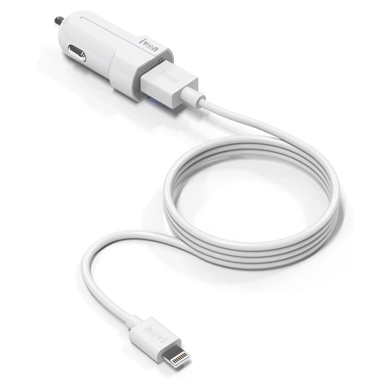 IVON CC13 QC 3.0 Fast Charging Car Charger Set with 8 Pin Charging Cable (White) - Car Charger by IVON | Online Shopping South Africa | PMC TechLife | Buy Now Pay Later Mobicred