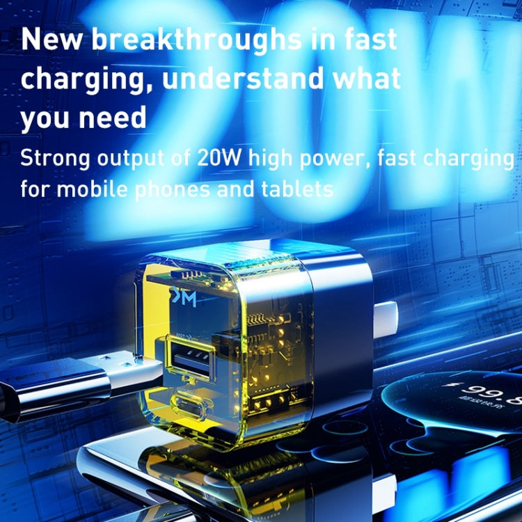 WK WP-U149 20W USB+USB-C/Type-C Dual Port Transparent Charger, Specifications: US Plug (White) - USB Charger by WK | Online Shopping South Africa | PMC TechLife | Buy Now Pay Later Mobicred