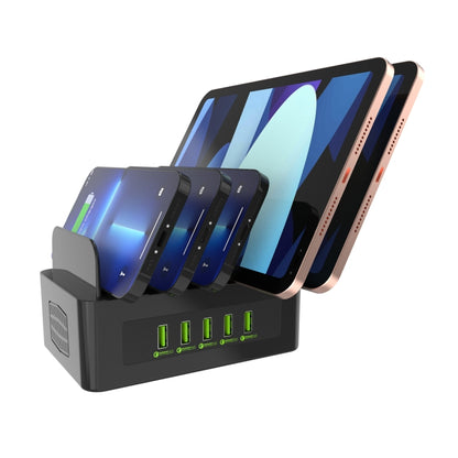 YFY-A53 100W 5 x USB Ports QC3.0 Smart Charging Station with Phone & Tablet Stand - Multifunction Charger by PMC Jewellery | Online Shopping South Africa | PMC Jewellery