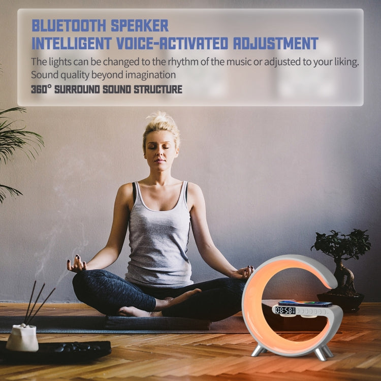 N69 Smart Bluetooth Speaker Support Wireless Charger & Alarm Clock & Ambient Light, US Plug(White) - Desktop Speaker by PMC TechLife | Online Shopping South Africa | PMC TechLife