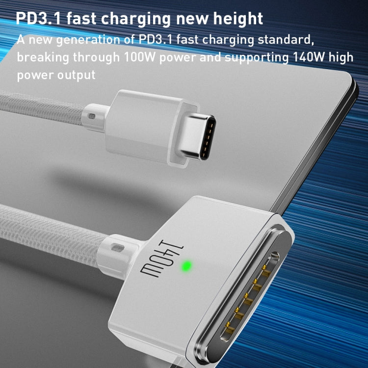 140W USB-C / Type-C to MagSafe 3 Nylon Braided Magnetic Charging Cable, Length: 2m (Blue) - free shipping - PMC TechLife - Order now!