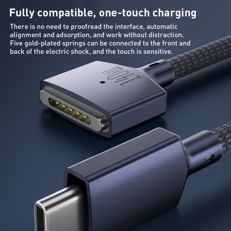 140W USB-C / Type-C to MagSafe 3 Nylon Braided Magnetic Charging Cable, Length: 2m (Blue) - Cable & Adapter by PMC Jewellery | Online Shopping South Africa | PMC Jewellery