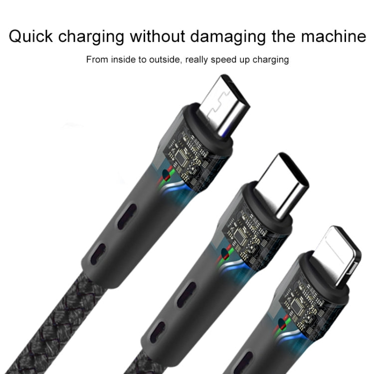 100W 6A Type-C to 8 Pin+Type-C+Micro USB Charging Data Cable, 1.3m(Black) - Multifunction Cable by PMC TechLife | Online Shopping South Africa | PMC TechLife