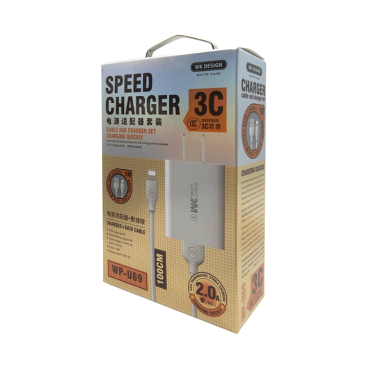 WK WP-U69a 2.0A Speed Mini USB Charger + USB to Type-C / USB-C Data Cable, Plug Type: US Plug - free shipping - PMC TechLife - Order now!