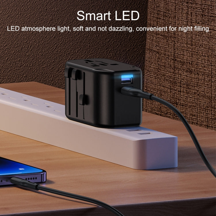 USAMS US-CC173 T55 12W Universal Multi Plug Travel Charger(Black) - free shipping - PMC TechLife - Order now!
