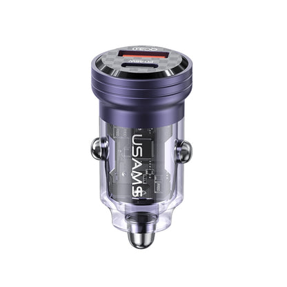 USAMS US-CC175 C35 45W Aluminum Alloy Transparent Dual USB Port Mini Car Charger (Purple) - Car Charger by USAMS | Online Shopping South Africa | PMC Jewellery