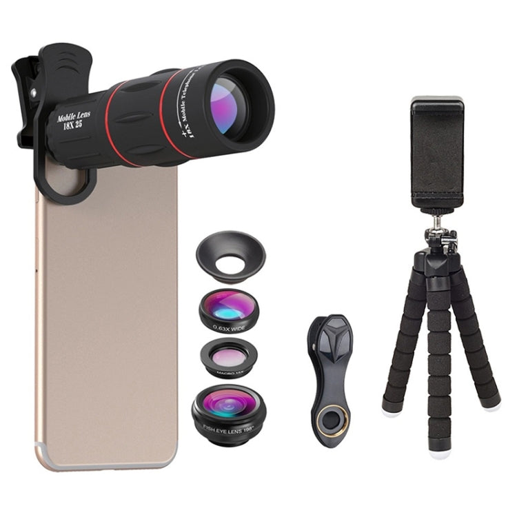 APEXEL APL-T18XBZJ5 4 in 1 18X Telescope + 0.63X Wide Lens + 198 Degrees Fisheye Lens + 15X Macro Lens Universal External Camera Phone Lens - Combination Lens by APEXEL | Online Shopping South Africa | PMC TechLife