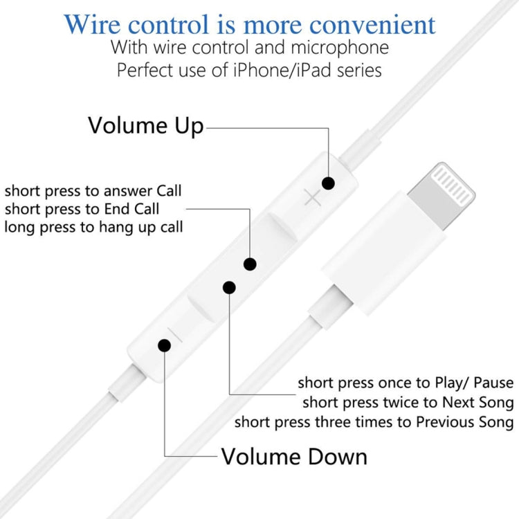 GL069 8 Pin Port Bluetooth Module Pop-up Window Wired Stereo Earphones with Mic (White) - Normal Style Earphone by PMC Jewellery | Online Shopping South Africa | PMC Jewellery