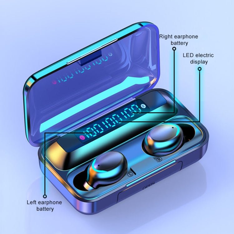 F9-5C Three-screen Digital Display Noise Reduction Bluetooth Earphone with Hand Strap(Black) - Bluetooth Earphone by PMC TechLife | Online Shopping South Africa | PMC TechLife