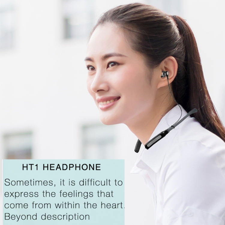 HT1 Magnetic In-Ear Wireless Bluetooth Stereo Headset(Black) - Neck-mounted Earphone by PMC Jewellery | Online Shopping South Africa | PMC Jewellery