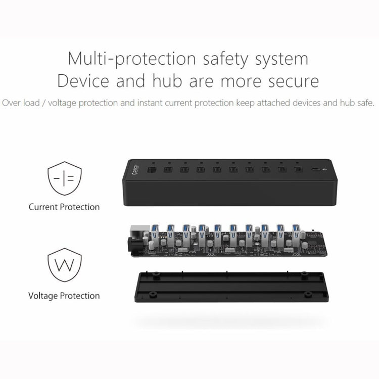 ORICO P10-U3-V1 10 USB 3.0 Ports HUB, Specification: EU Plug - free shipping - PMC TechLife - Order now!