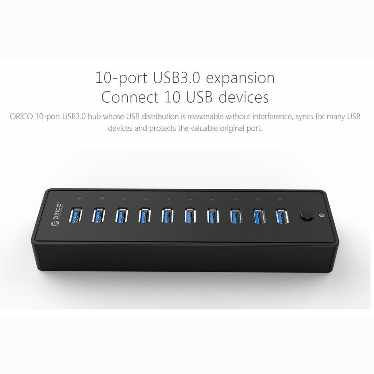 ORICO P10-U3-V1 10 USB 3.0 Ports HUB, Specification: EU Plug - free shipping - PMC TechLife - Order now!
