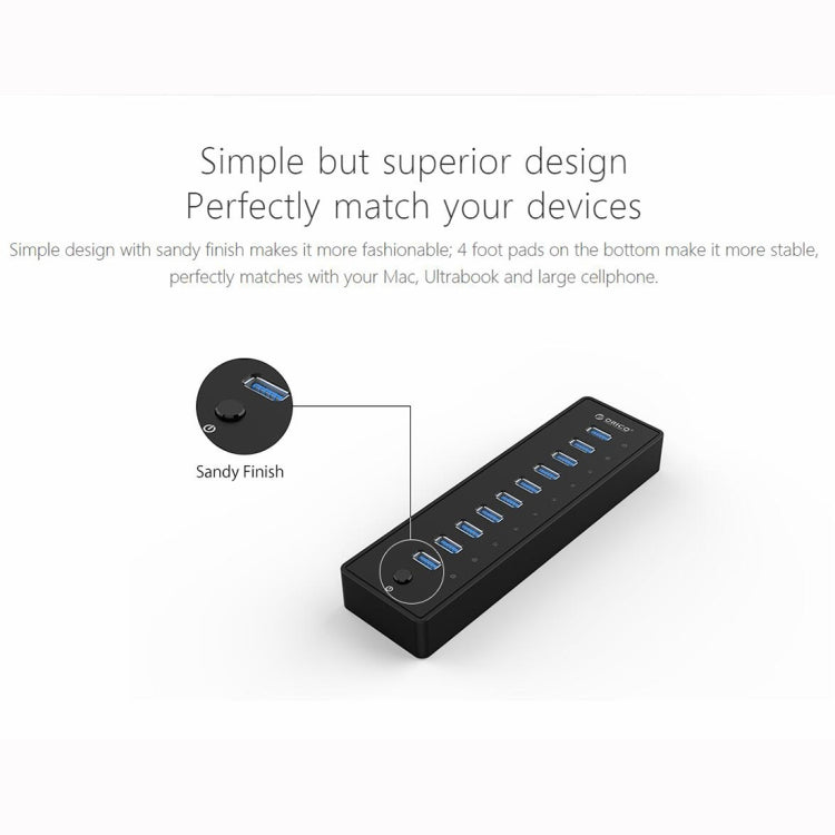 ORICO P10-U3-V1 10 USB 3.0 Ports HUB, Specification: EU Plug - free shipping - PMC TechLife - Order now!