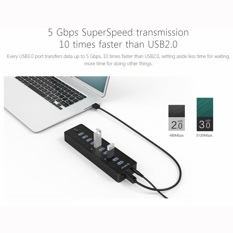 ORICO P10-U3-V1 10 USB 3.0 Ports HUB, Specification: EU Plug - free shipping - PMC TechLife - Order now!