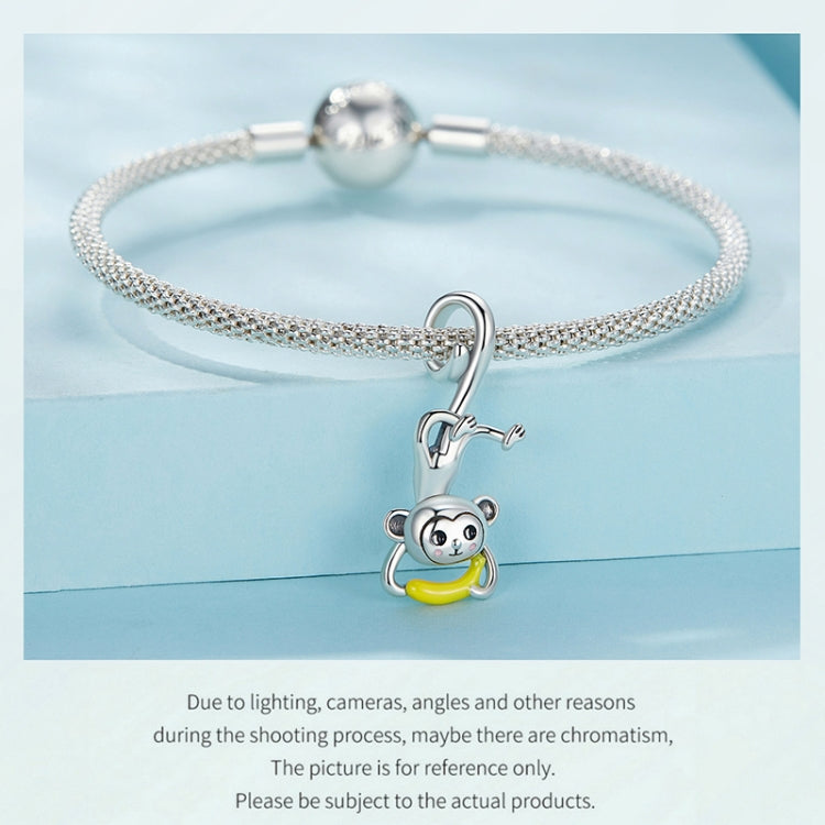 SCC2547 S925 Sterling Silver Cute Upside Down Monkey Pendant Accessories DIY Bracelet Beads - Jewelry Accessories by PMC Jewellery | Online Shopping South Africa | PMC Jewellery