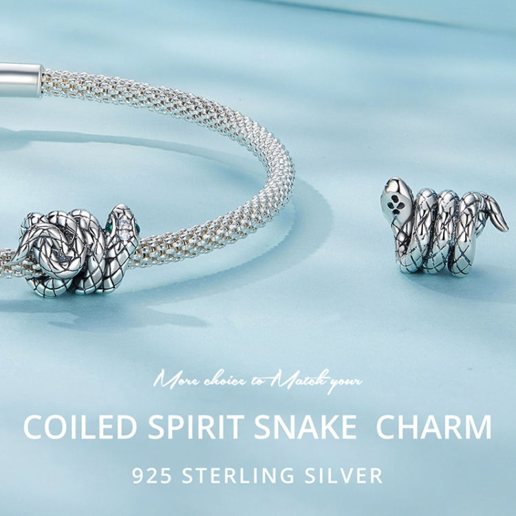 SCC2549 S925 Sterling Silver Coiled Snake Pendant Accessories DIY Bracelet Beads - Jewelry Accessories by PMC Jewellery | Online Shopping South Africa | PMC Jewellery