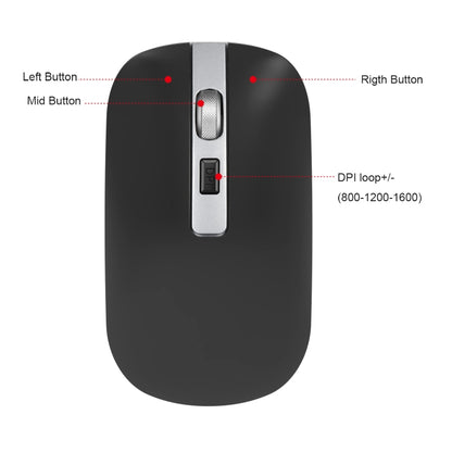 HXSJ M30 Rechargeable Wireless Mouse Metal Wheel Mute 2.4G Office Mouse 500 mAh Built-in Battery(Grey) - Wireless Mice by HXSJ | Online Shopping South Africa | PMC Jewellery | Buy Now Pay Later Mobicred