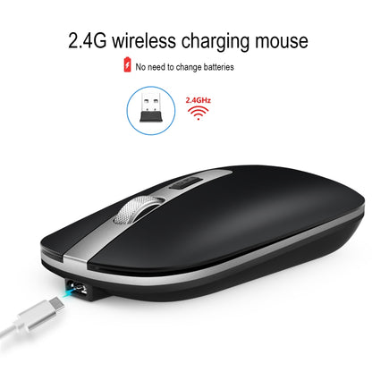 HXSJ M30 Rechargeable Wireless Mouse Metal Wheel Mute 2.4G Office Mouse 500 mAh Built-in Battery(Grey) - Wireless Mice by HXSJ | Online Shopping South Africa | PMC Jewellery | Buy Now Pay Later Mobicred