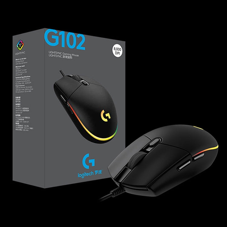 Logitech G102 2nd Gen. LIGHTSYNC 8000 DPI 6 Buttons RGB Backlight USB Wired Optical Gaming Mouse(Black) - Wired Mice by Logitech | Online Shopping South Africa | PMC Jewellery