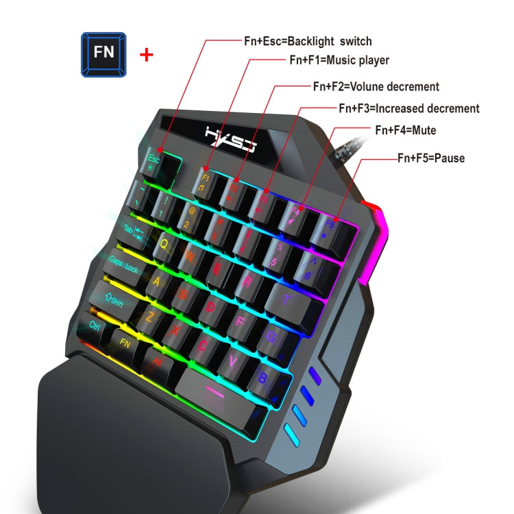 HXSJ V100 Universal One-hand 35-Keys Mechanical Blue Axis Seven-color Backlight Wired Gaming Keyboard, Length: 1.6m - Other Accessories by HXSJ | Online Shopping South Africa | PMC Jewellery