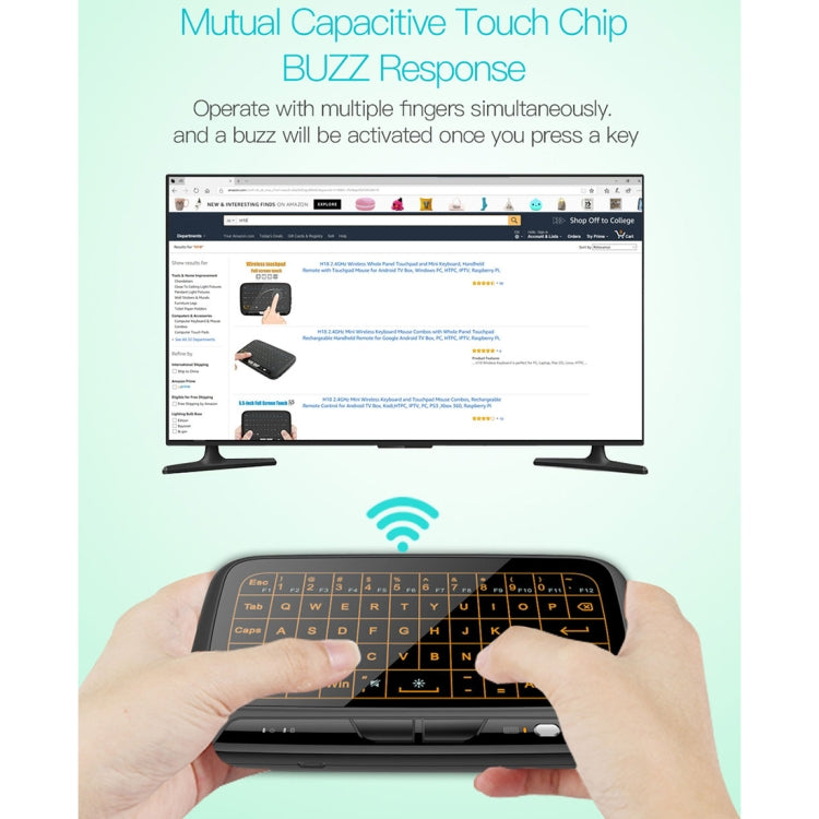 H18+ 2.4GHz Mini Wireless Keyboard Full Touchpad with 3-Level Adjustable Backlight(Black) - MINI PC Accessories & Gadgets by PMC Jewellery | Online Shopping South Africa | PMC Jewellery