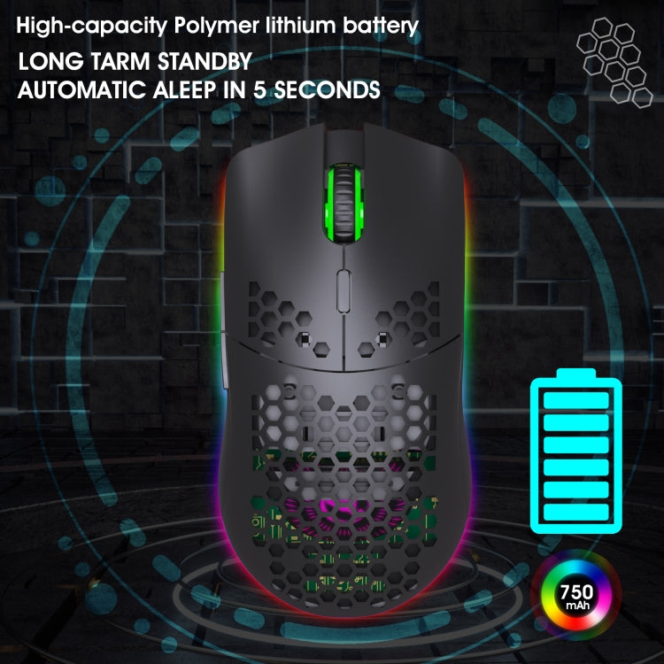 HXSJ T66 7 Keys Colorful Lighting Programmable Gaming Wireless Mouse (White) - Wireless Mice by HXSJ | Online Shopping South Africa | PMC TechLife | Buy Now Pay Later Mobicred