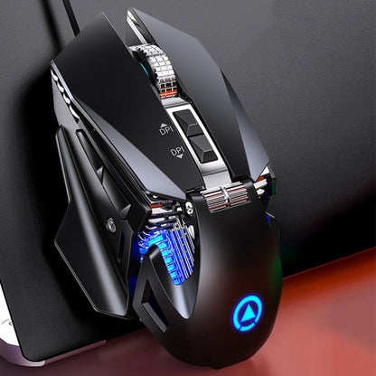 YINDIAO G10 7200DPI 7-modes Adjustable 7-keys RGB Light Wired Metal Mechanical Hard Core Macro Mouse, Style: Audio Version(Black) - Wired Mice by YINDIAO | Online Shopping South Africa | PMC Jewellery | Buy Now Pay Later Mobicred