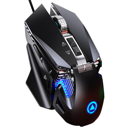 YINDIAO G10 7200DPI 7-modes Adjustable 7-keys RGB Light Wired Metal Mechanical Hard Core Macro Mouse, Style: Audio Version(Black) - Wired Mice by YINDIAO | Online Shopping South Africa | PMC Jewellery | Buy Now Pay Later Mobicred