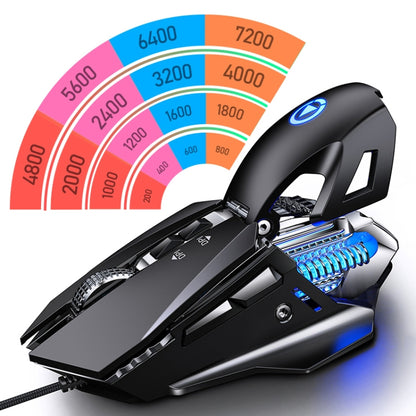 YINDIAO G10 7200DPI 7-modes Adjustable 7-keys RGB Light Wired Metal Mechanical Hard Core Macro Mouse, Style: Audio Version(Black) - Wired Mice by YINDIAO | Online Shopping South Africa | PMC Jewellery | Buy Now Pay Later Mobicred