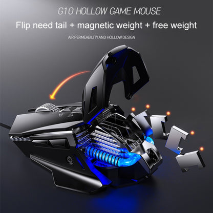 YINDIAO G10 7200DPI 7-modes Adjustable 7-keys RGB Light Wired Metal Mechanical Hard Core Macro Mouse, Style: Audio Version(Black) - Wired Mice by YINDIAO | Online Shopping South Africa | PMC Jewellery | Buy Now Pay Later Mobicred