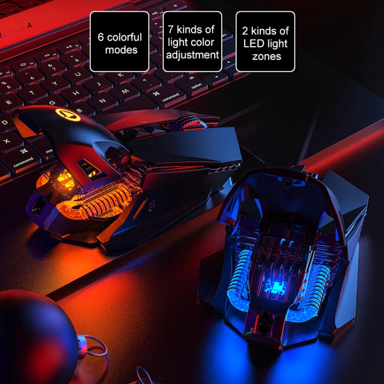 YINDIAO G10 7200DPI 7-modes Adjustable 7-keys RGB Light Wired Metal Mechanical Hard Core Macro Mouse, Style: Audio Version(Black) - Wired Mice by YINDIAO | Online Shopping South Africa | PMC Jewellery | Buy Now Pay Later Mobicred