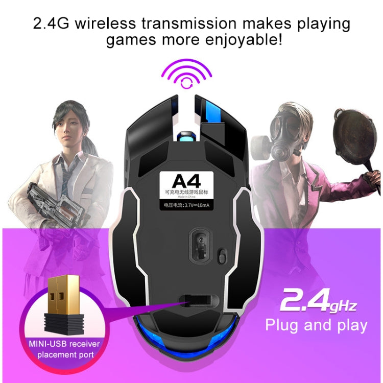 YINDIAO A4 2.4GHz 1600DPI 3-modes Adjustable Rechargeable Wireless Silent Gaming Mouse (Black Silver) - free shipping - PMC TechLife - Order now!