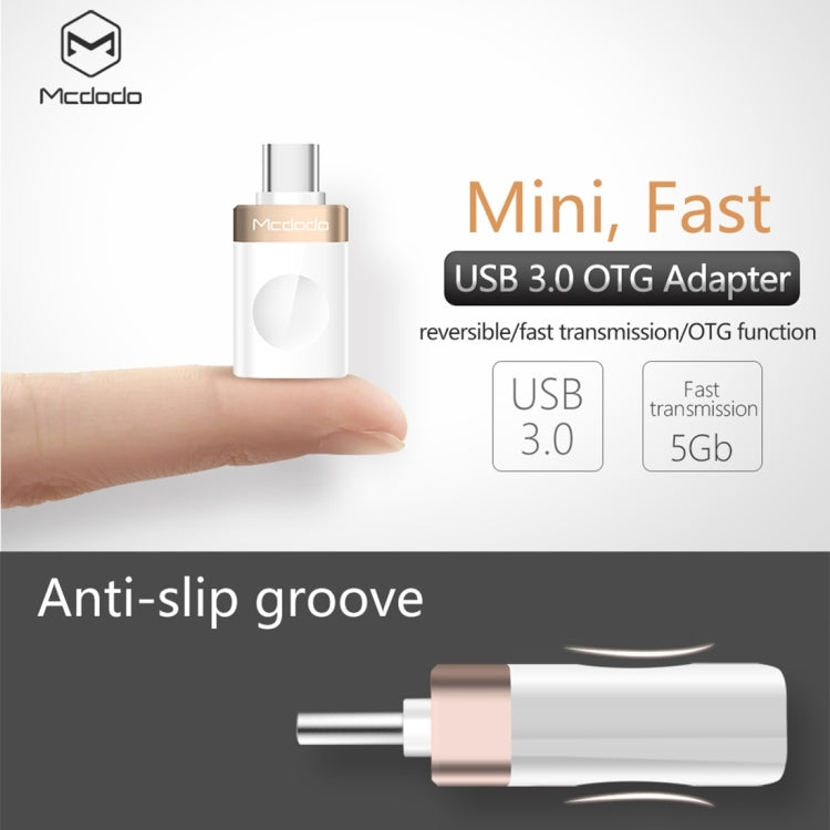 Mcdodo OT-1942 USB-C / Type-C to USB 3.0 AF Data Transmission Charging OTG Adapter(Gold) - OTG Adapter by Mcdodo | Online Shopping South Africa | PMC TechLife | Buy Now Pay Later Mobicred