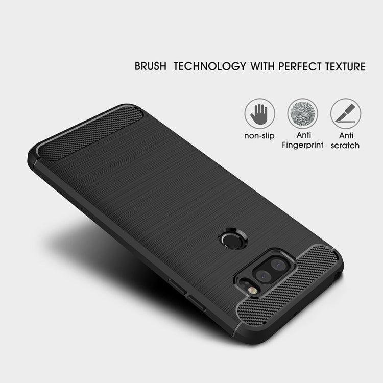 For LG V30 Brushed Texture Carbon Fiber Shockproof TPU Rugged Armor Protective Case (Black) - free shipping - PMC TechLife - Order now!