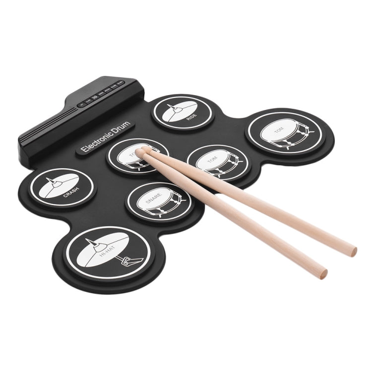 Portable Silicone Hand Roll USB Electronic Drum, Black Icon Version - Percussion Instruments by PMC TechLife | Online Shopping South Africa | PMC TechLife