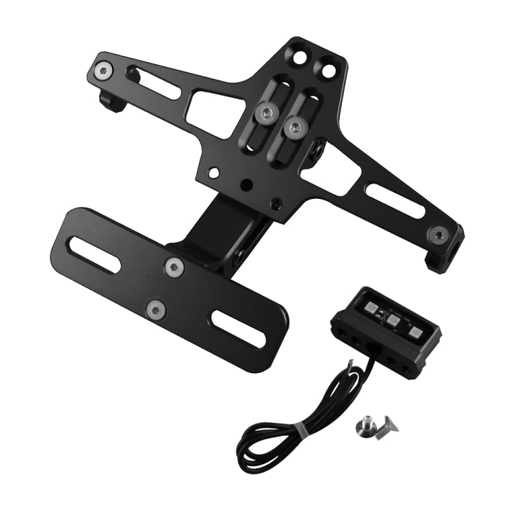 LPF013 Motorcycle Modification Accessories Universal Aircraft Shape Aluminum Alloy License Plate Bracket with LED Lights(Black) - Others by PMC Jewellery | Online Shopping South Africa | PMC Jewellery