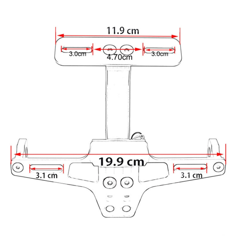 LPF013 Motorcycle Modification Accessories Universal Aircraft Shape Aluminum Alloy License Plate Bracket with LED Lights(Black) - Others by PMC Jewellery | Online Shopping South Africa | PMC Jewellery