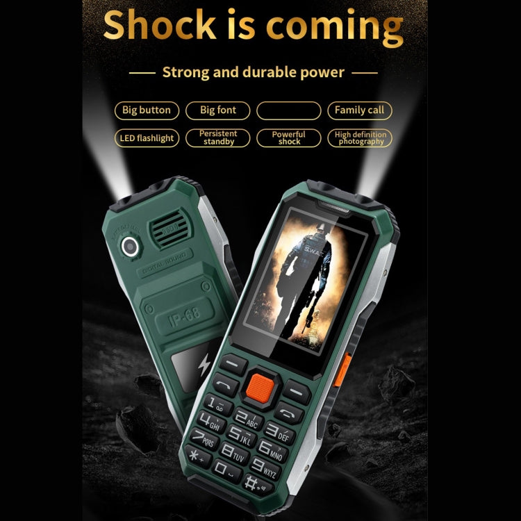A6 4G Full Network Triple Proofing Elder Phone, Waterproof Shockproof Dustproof, 6800mAh Battery, 2.4 inch, 21 Keys, LED Flashlight, FM, SOS, Dual SIM, Network: 4G(Black) - Others by PMC TechLife | Online Shopping South Africa | PMC TechLife