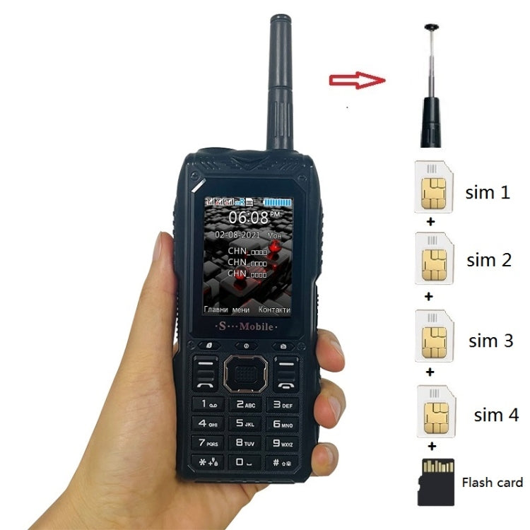 S555 Triple Proofing Elder Phone, Waterproof Shockproof Dustproof, 2400mAh Battery, 2.2. inch, 21 Keys, LED Flashlight, FM, Quad SIM, with Antenna(Blue) - Others by PMC TechLife | Online Shopping South Africa | PMC TechLife