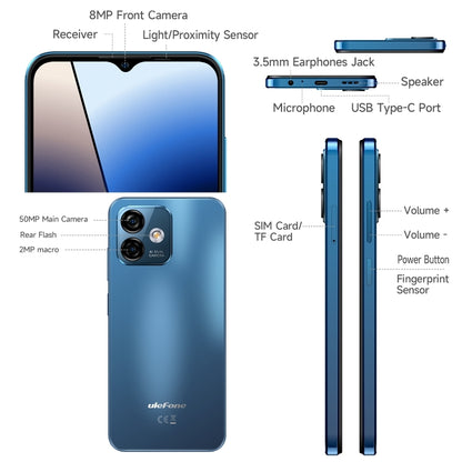 [HK Warehouse] Ulefone Note 16 Pro, 4GB+128GB, Dual Back Cameras, Face ID & Side Fingerprint Identification, 4400mAh Battery, 6.52 inch Android 13 Unisoc T606 Octa Core up to 1.6GHz, Network: 4G, Dual SIM, OTG (Blue) - Ulefone by Ulefone | Online Shopping South Africa | PMC Jewellery