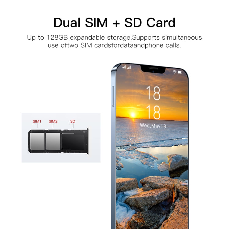 i13 ProMax, 1GB+8GB, 6.1 inch Drop Notch Screen, Face Identification, Android 6.0 MTK6580P Quad Core, Network: 3G, Dual SIM(White) -  by PMC Jewellery | Online Shopping South Africa | PMC Jewellery | Buy Now Pay Later Mobicred