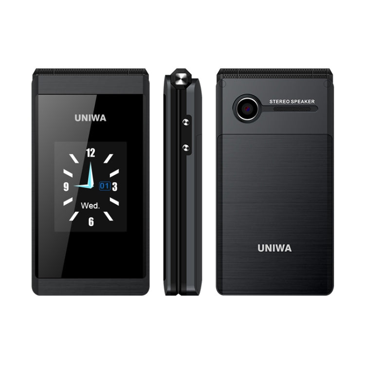 UNIWA X28 Dual-screen Flip Phone, 2.8 inch + 1.77 inch, MT6261D, Support Bluetooth, FM, SOS, GSM, Dual SIM(Black) - UNIWA by UNIWA | Online Shopping South Africa | PMC Jewellery