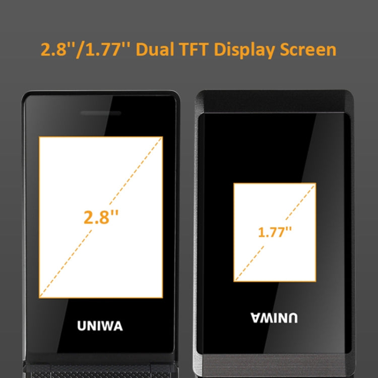 UNIWA X28 Dual-screen Flip Phone, 2.8 inch + 1.77 inch, MT6261D, Support Bluetooth, FM, SOS, GSM, Dual SIM(Gold) - UNIWA by UNIWA | Online Shopping South Africa | PMC Jewellery