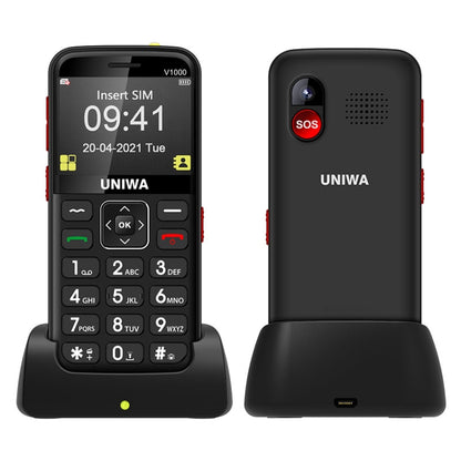 UNIWA V1000 4G Elder Mobile Phone, 2.31 inch, UNISOC TIGER T117, 1800mAh Battery, 21 Keys, Support BT, FM, MP3, MP4, SOS, Torch, Network: 4G, with Docking Base(Black) - UNIWA by UNIWA | Online Shopping South Africa | PMC Jewellery